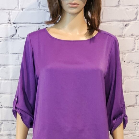ZARA basics , Stunning royal purple satin crewneck blouse - Picture 7 of 11
